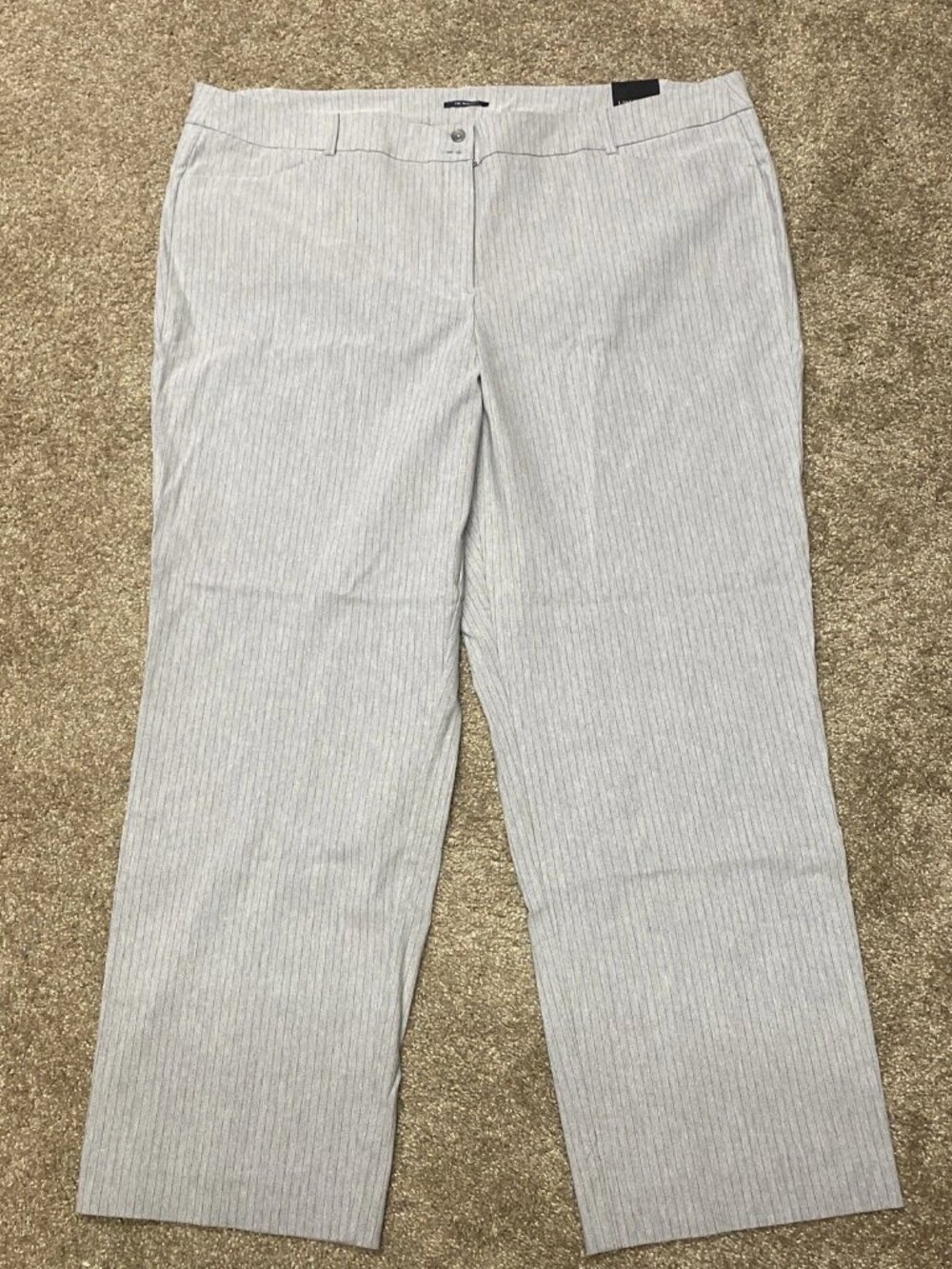 Lane Bryant Madison Pants Plus Size 28R‎ Straight Leg Stretch Gray Stripe Career